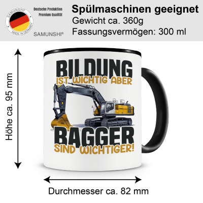 Tasse mit dem Motiv Bildung Wichtig Bagger Wichtiger - Ansicht 2