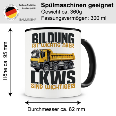 Tasse mit dem Motiv Bildung Wichtig LKWs Wichtiger - Ansicht 2