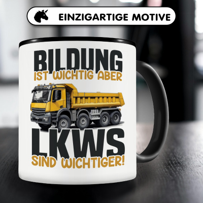Tasse mit dem Motiv Bildung Wichtig LKWs Wichtiger - Ansicht 3