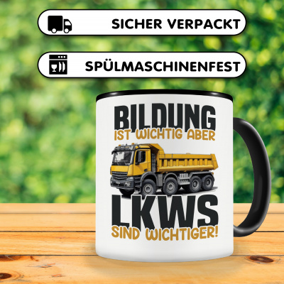 Tasse mit dem Motiv Bildung Wichtig LKWs Wichtiger - Ansicht 4