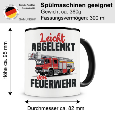 Tasse mit dem Motiv Leicht abgelenkt von Feuerwehr - Ansicht 2