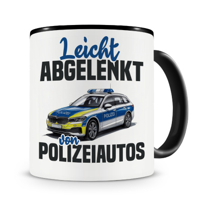 Tasse mit dem Motiv Leicht abgelenkt von Polizeiautos