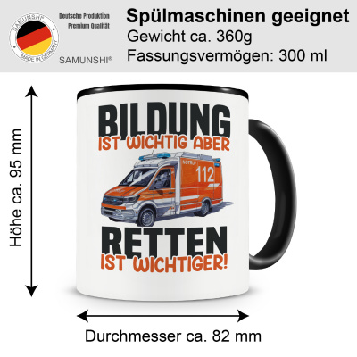 Tasse mit dem Motiv Bildung Wichtig Retten Wichtiger - Ansicht 2