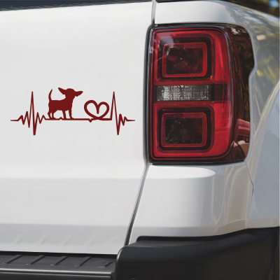 Herzschlag mit Chihuahua Autoaufkleber - Ansicht 3