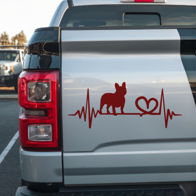 Herzschlag mit Franzsische Bulldogge Autoaufkleber - Ansicht 3