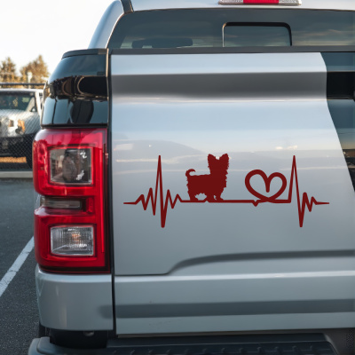 Herzschlag mit Yorkshire Terrier Autoaufkleber - Ansicht 3