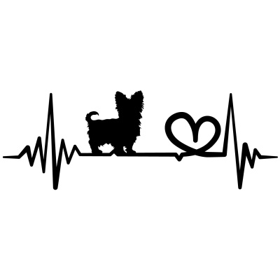Herzschlag mit Yorkshire Terrier Autoaufkleber