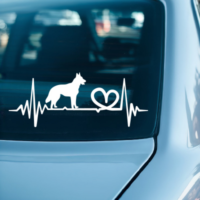 Herzschlag mit Malinois Autoaufkleber - Ansicht 2