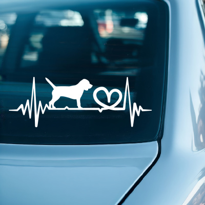 Herzschlag mit Beagle Autoaufkleber - Ansicht 2
