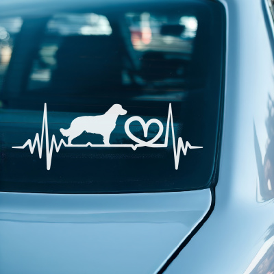 Herzschlag mit Golden Retriever Autoaufkleber - Ansicht 2