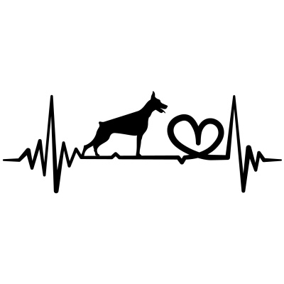 Herzschlag mit Dobermann  Autoaufkleber