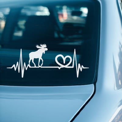 Herzschlag mit Kanada Elch Autoaufkleber - Ansicht 2
