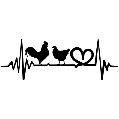 Herzschlag mit Hahn und Huhn Autoaufkleber