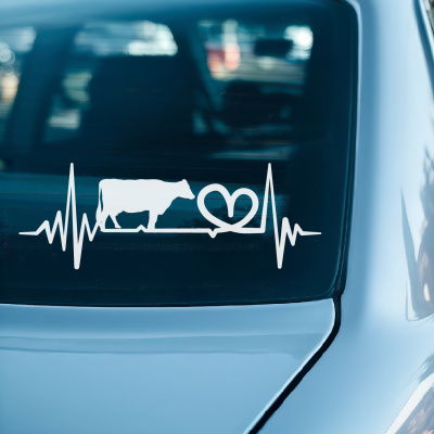 Herzschlag mit Kuh Autoaufkleber - Ansicht 2
