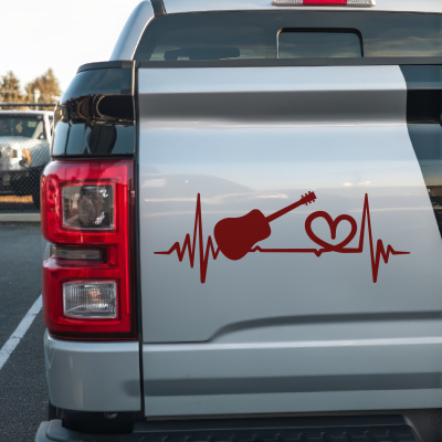 Herzschlag mit Gitarre Autoaufkleber - Ansicht 3