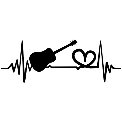 Herzschlag mit Gitarre Autoaufkleber