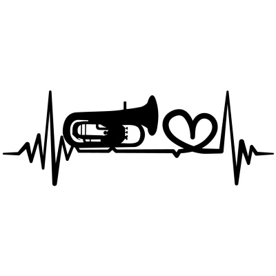 Herzschlag mit Euphonium Autoaufkleber