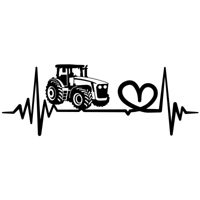 Herzschlag mit Trecker Autoaufkleber