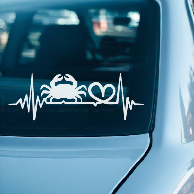 Herzschlag mit Krabbe Krebs Autoaufkleber - Ansicht 2