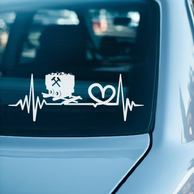 Herzschlag mit Glück Auf Lore Autoaufkleber - Ansicht 2
