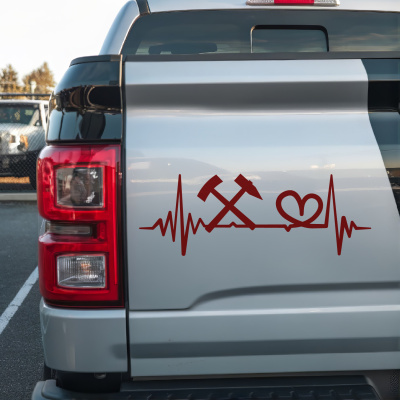 Herzschlag mit Schlgel und Eisen Autoaufkleber - Ansicht 3