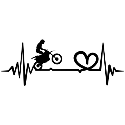 Herzschlag mit Motocross Autoaufkleber