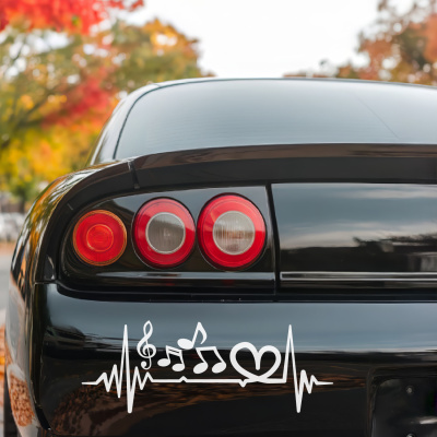 Herzschlag mit Musik Musiknoten Autoaufkleber - Ansicht 2
