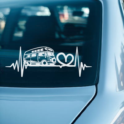 Herzschlag mit Camper Van Autoaufkleber - Ansicht 2