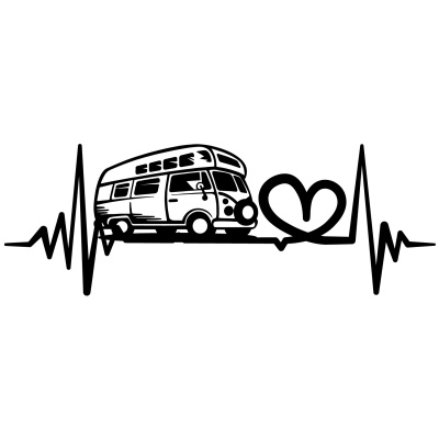 Herzschlag mit Camper Van Autoaufkleber