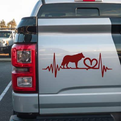 Herzschlag mit Wolf Autoaufkleber - Ansicht 3