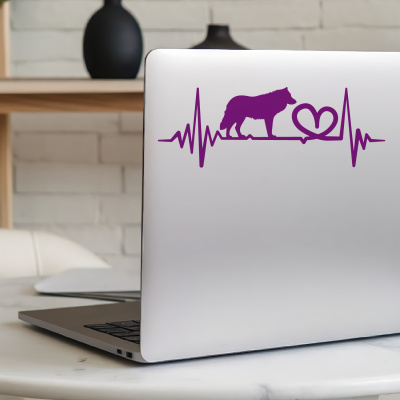 Herzschlag mit Wolf Autoaufkleber - Ansicht 5