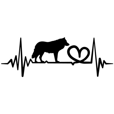 Herzschlag mit Wolf Autoaufkleber