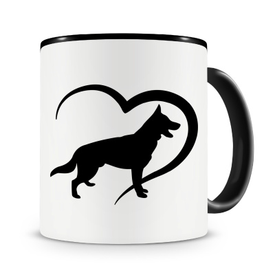 Tasse mit dem Motiv Herz mit Schferhund