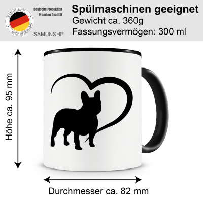 Tasse mit dem Motiv Herz mit Franzsische Bulldogge - Ansicht 2