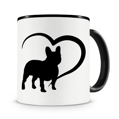 Tasse mit dem Motiv Herz mit Franzsische Bulldogge