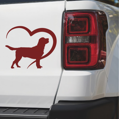 Herz mit Labrador Retriever Autoaufkleber - Ansicht 3