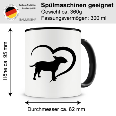 Tasse mit dem Motiv Herz mit Bullterrier - Ansicht 2
