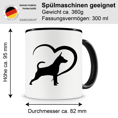 Tasse mit dem Motiv Herz mit Zwergpinscher - Ansicht 2