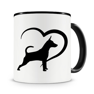Tasse mit dem Motiv Herz mit Zwergpinscher
