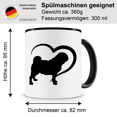 Tasse mit dem Motiv Herz mit Mops - Ansicht 2
