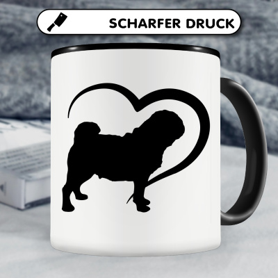 Tasse mit dem Motiv Herz mit Mops - Ansicht 5