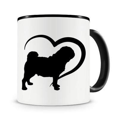 Tasse mit dem Motiv Herz mit Mops