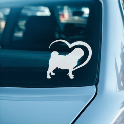 Herz mit Mops Autoaufkleber - Ansicht 2