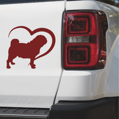 Herz mit Mops Autoaufkleber - Ansicht 3