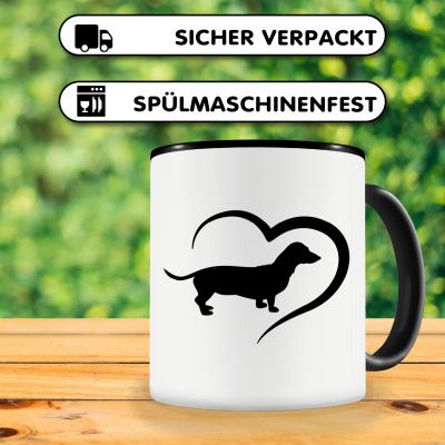 Tasse mit dem Motiv Herz mit Dackel - Ansicht 4
