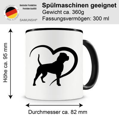 Tasse mit dem Motiv Herz mit American Bulldog - Ansicht 2