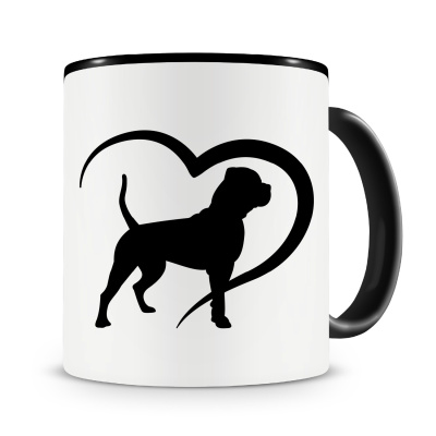 Tasse mit dem Motiv Herz mit American Bulldog