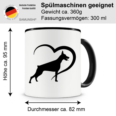 Tasse mit dem Motiv Herz mit Dobermann - Ansicht 2