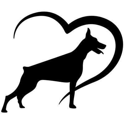 Herz mit Dobermann Autoaufkleber