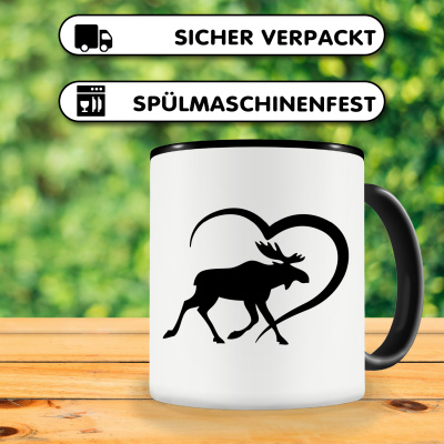 Tasse mit dem Motiv Herz mit Finnland Elch - Ansicht 4